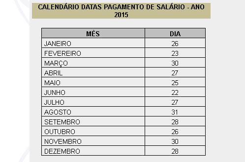 Calendário de pagamento 2015 - Prefeitura Municipal de Itaquaquecetuba